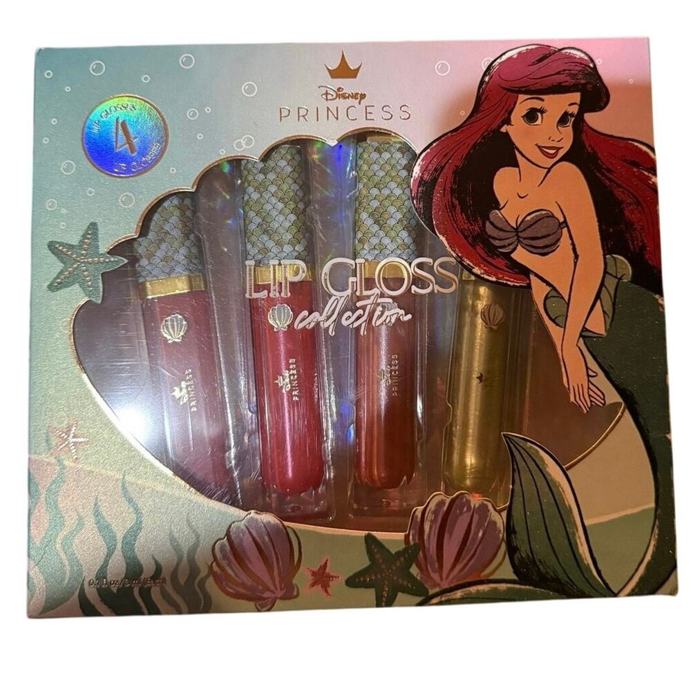 NIB Disney Princess Ariel Lip Gloss Collection four-piece shimmer lip gloss set